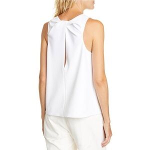 Tibi White Twist Back Crepe Tank Size 10 suit shell